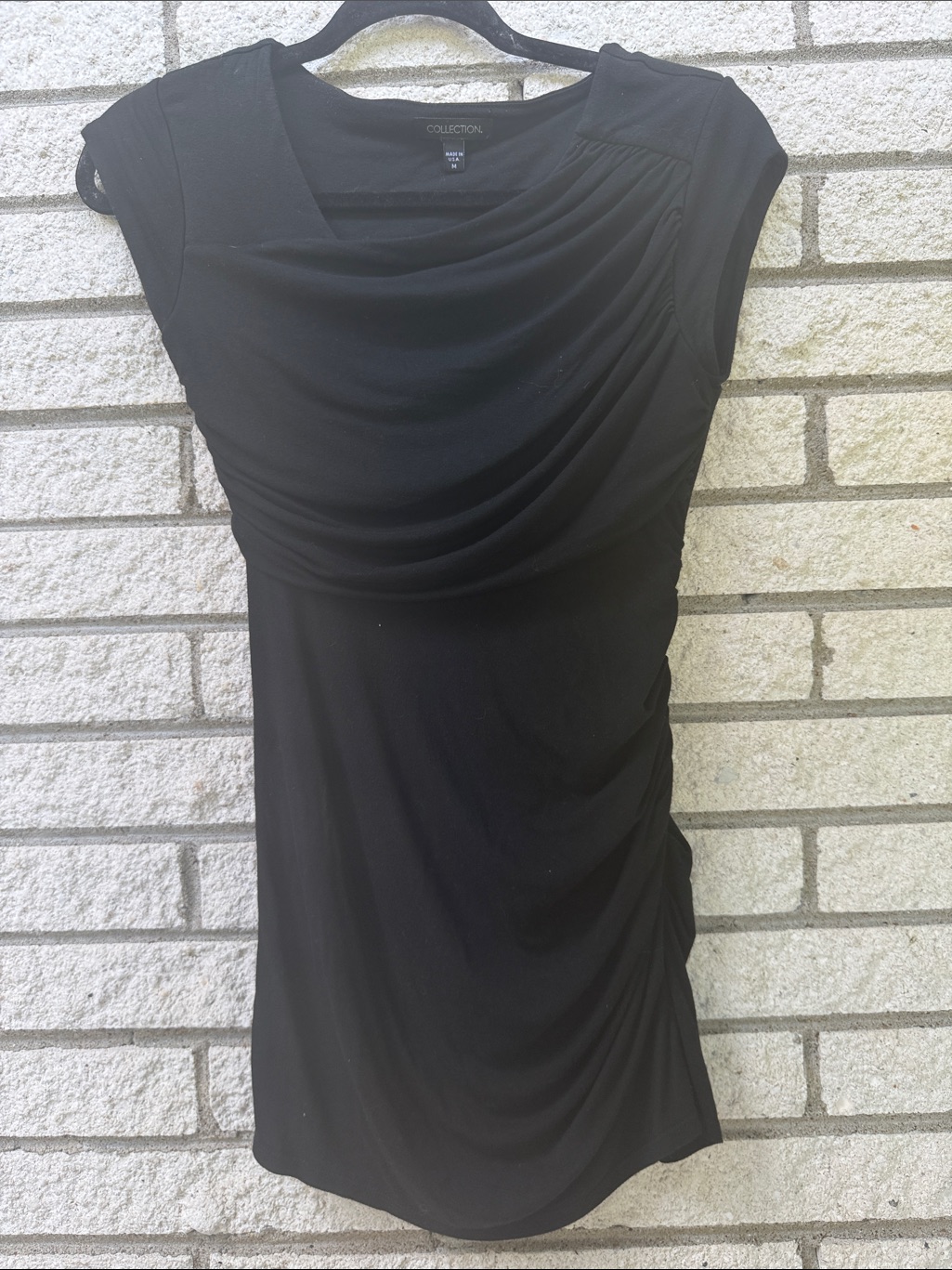 Collection B Black Draped Cowl-Neck Mini Dress